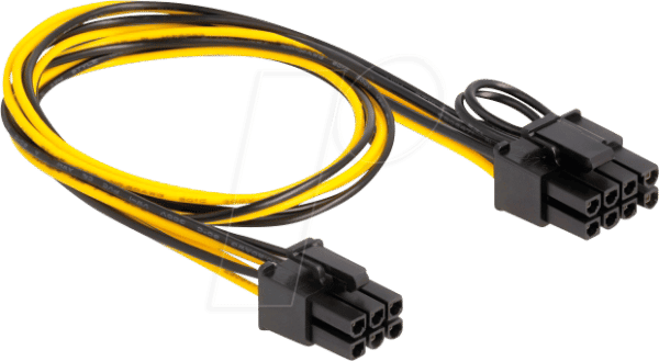 DELOCK 83004 - Kabel Power PCIE 6 Pin Bu > 8 Pin St PCIE 50 cm