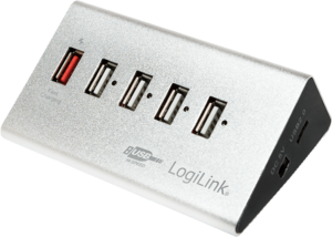 LOGILINK UA0224 - ALUMINIUM USB 2.0 HUB 4+1 Schnellladeport