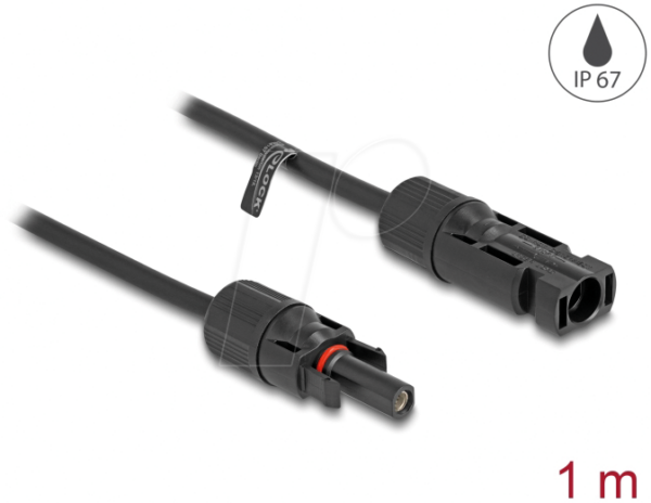 DELOCK 88209 - DL4 Solar Kabel 6 mm² Stecker zu Buchse 1 m schwarz