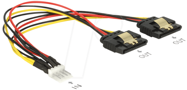 DELOCK 85236 - Floppy 4 Pin Stecker > 2 x SATA 15 Pin Buchse