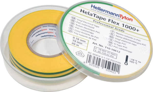 HT 710-10612 - Premium Isolierband 19mm x 20m grün/gelb Box