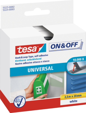 TESA 55225 - tesa On & Off Klettband zum Aufkleben